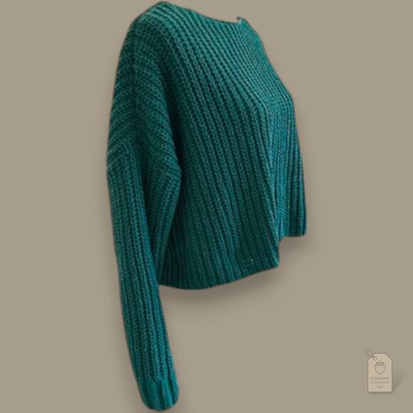 Hollister Green Chunky Knit Cropped Sweater | Women’s Small - Picture 2 of 8